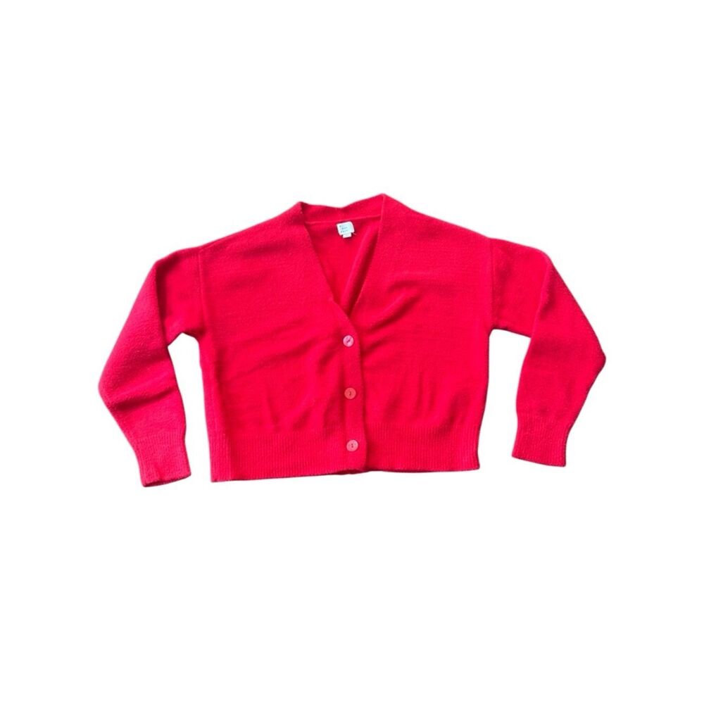 a new day cardigan crop cropped V neck Red Small